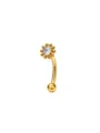 Goldfarbener gebogener Barbecker Augenbrauen-Piercing Schmuck mit Kristallblume und Kugel. - Stil 12 Gold