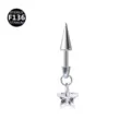 Titan Straight Barbell Knorpel Piercing mit Kegelspitze und klarem Kristallstern Anhänger. - 1.2x8mm Stablänge / Pentagramm Weiß
