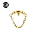 F136 titanium chain piercing jewelry, stylish body piercing accessory for ears and lips. - 1.2*8mm / Thread M0.9 / Triple Ball Gold