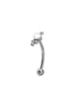 Edelstahl gebogene Hantel Piercing Schmuck mit klarem Zirkon und Perlen für Augenbraue - Silber Stil 10