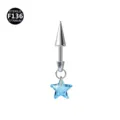 F136 Titan Helix Piercing Hantel mit blauem Stern Anhänger Körperschmuck Variante. - 1.2x8mm Stablänge / Fünfzackiger Stern See-Blau