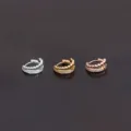 Mini doppelreihige Zirkon-Creolen in Silber, Gold und Roségold Farbvarianten erhältlich. - Doppelschichtiger Zirkonia-Hoop (款式20-272) / Silber