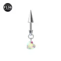 F136 Titan Knorpel Ohrring Piercing mit Kegel und Kristall Herz Anhänger Schmuck - Stab 1.2x8mm / Konus 4x8mm / Herz AB