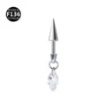 Hochwertiger Titan Piercing Schmuck mit elegantem Markise Zirkonia Anhänger Ausführung - Stab 1.2x8mm / Konus 4x8mm / Pferdeauge Weiß