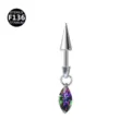 F136 Titan Piercing Ohrring Spike Markise Regenbogen Zirkon Knorpel Stecker Schmuck - Stab 1.2x8mm / Konus 4x8mm / Marquise Mehrfarbig