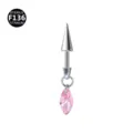F136 Titan Knorpel Piercing Ohrstecker mit Rosa Marquise Zirkonia Hängendem Anhänger - Stab 1.2x8mm / Konus 4x8mm / Marquise Rosa