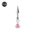 F136 Titan Piercing Schmuck mit rosa Herz Anhänger Stab Barbell Ohrring für Helix Tragus. - Herzanhänger Stil / Stab 1.2x8mm / Konus 4x8mm / Herz Rosa