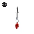 Titanium Piercing Schmuck mit konischer Spitze und rotem Markise Edelstein Anhänger Ohr - Marquise-Anhänger-Stil / Stab 1.2x8mm / Konus 4x8mm / Pferdeauge Rot