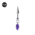 Titan F136 Piercing Schmuck mit Spike Oberteil und lila markise Kristall Anhänger. - Marquise-Anhänger-Stil / Stab 1.2x8mm / Konus 4x8mm / Marquise Lila