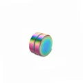 Stainless steel magnetic round clip-on earring detail, rainbow plated non-piercing jewelry. - Colorful