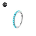 Vista detallada del anillo piercing de titanio con piedras turquesas vibrantes para joyas. - 1,2*8 mm + pasador 0,8 mm / Plateado/Poste Delgado Turquesa