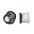 Glas Quallen Ohr Plug Tunnel Piercing Schmuck Dehnstab klare Ohrstecker Paar 6mm - 6mm / Schwarz + Weiß [1 Stück]