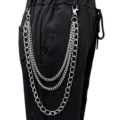 Catena da pantaloni in metallo multistrato punk stile hip-hop accessorio da trouser unisex - Catena per pantaloni in metallo multistrato in K bianco