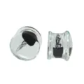 Klare Glas-Ohrdehner Detail mit integriertem schwarzem Qualle-Design für Piercing Schmuck. - 6mm / Transparent + Schwarz [1 Stück]