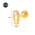 F136 Titan Flip Flop Labret Stecker mit Kristall Knorpel Piercing Gold Körperschmuck 7mm - Sandalen-Stil (Stil 17) / 1.2x6mm (Innengewinde M0.9) / Gold