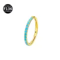 Anillo de Piercing de Titanio Dorado con Piedras Azules Joyería Corporal 1.2x8mm - 1.2*8mm / Dorado/Turquesa