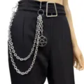 Catena da pantaloni in metallo multistrato stile punk hip-hop con ciondolo a stella. - Pendente Grande Stella a Cinque Punte / Argento