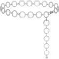 Silver metal ring waist chain, trendy interlocking double circle body chain for women. - 100cm / White K Gold