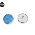 F136 titanium blue opal labret top piercing jewelry with wavy bezel design and threaded pin. - OP05 (Top Only) / 0.9mm Thread + 5mm Gem