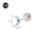 F136 Titan Mondsichel Labret Piercing Stecker mit blauem Stein Knorpel Ohrring 1Stk - Mondsichel-Stil (Stil 18) / 1.2x6mm (Innengewinde M0.9) / Silber