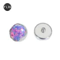 F136 Titanium Synthetic Opal Flat Back Dermal Top Threaded Body Piercing Jewelry. - OP38 (Top Only) / 0.9mm Thread + 5mm Gem