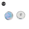 F136 Titanium Flat Bottom Synthetic Opal Piercing Top Wavy Bezel Threaded Body Jewelry - OP26 (Top Only)