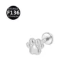 Titanium Pfote Labret Stecker, interner Gewinde Knorpel Piercing Schmuck fuer den Alltag. - Katzenpfoten-Stil (Stil 19) / 1.2x6mm (Innengewinde M0.9) / Silber