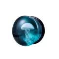 Glas Qualle Ohr Tunnel Plug Piercing Schmuck gedehnte Ohren blau stilvolles Accessoire - 10mm / Tiefseeblau Weiß