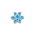Acciaio Inossidabile Strass Blu Fiore Dermal Ancora Top Corpo Piercing Gioiello Articolo - Solo Testa / Filetto M1.2 Per Base 1.6mm / Aqua