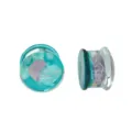 Glas Ohrstöpsel Tunnel Piercing Schmuck mit schöner Qualle Design in Blau und Lila Variante. - 6mm / Hellgrün Rosa (1 Stück)