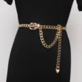 Gold metal chain belt for women, adjustable punk waist chain accessory for dress daily wear. - 120cm / Gold