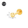 F136 Titan Smiley Labret Stecker, Innengewinde Knorpel Piercing Schmuck goldene Farbe Variante. - Smiley-Gesicht-Stil (Stil 1) / 1.2x6mm (Innengewinde M0.9) / Gold