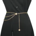 Fashion Women Gold Multi-Layer Waist Chain Vintage Metal Body Chain Dress Accessory - 97cm / Gold