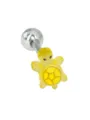 Piercing de langue en acier inoxydable avec une jolie tortue en résine jaune pour bijou. - 1.6x16mm / Jaune