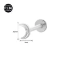 Titanium Labret Piercing Mond Zirkon Flache Rückseite Tragus Helix Ohrring 4.2mm - Mondform (Stil 2) / 1.2x6mm (Innengewinde M0.9) / Silber