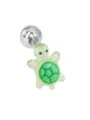 Piercing Langue Acier Inoxydable Verte Resine Tortue Mignonne Bijou De Corps Variant - 1.6x16mm / Vert