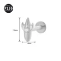 F136 Titan Piercing Labret Stecker mit Zirkon Stein, 7.5x4mm minimalistischer Knorpel Schmuck. - Gespitzt-Stil (Stil 3) / 1.2x6mm (Innengewinde M0.9) / Silber