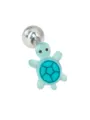 Bijou de piercing en acier inoxydable avec un joli pendentif tortue en résine bleue. - 1.6x16mm / Cyan
