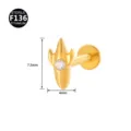 F136 Titan Knorpel Labret Piercing Ohrring mit Klaue Zirkonia Stecker Schmuck 7.5x4mm - Monsterpfoten-Stil (Stil 3) / 1.2x6mm (Innengewinde M0.9) / Gold