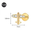 Titanium Flugzeug Knorpel Piercing Stecker mit Zirkonia Steinen, goldfarben, 7x5,8mm. - Kleines Flugzeug Stil (Stil 4) / 1.2x6mm (Innengewinde M0.9) / Gold