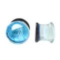 Transparenter Glas Quallen Ohr Plug Blauer Body Piercing Tunnel Dehnstab Schmuck - 6mm / Meerblau und Weiß