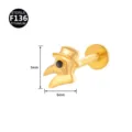 F136 Titan Pestdoktor Labret Stecker Schwarzer Zirkon Knorpel Piercing Schmuck 5x6mm - Pestdoktor Masken-Stil (Stil 5) / 1.2x6mm (Innengewinde M0.9) / Gold