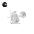 Titanium Granate Labret Piercing Stecker Knorpel Ohrring mit Flacher Rückseite 6.8mm - Granaten-Stil (Stil 6) / 1.2x6mm (Innengewinde M0.9) / Silber