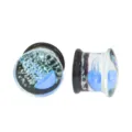 Transparentes Glas Qualle Ohr Plug Tunnel Koerperschmuck Blau Farbe Mode Schmuck - 6mm / Schwarz + Blau (1 Stück)