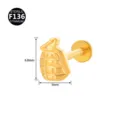 F136 Titan Granate Labret Stecker Piercing Schmuck flache Rückseite Knorpel Ohrring. - Granaten-Stil (Stil 6) / 1.2x6mm (Innengewinde M0.9) / Gold