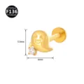 F136 Titan Geist Labret Stecker Knorpel Piercing Schmuck mit klarem Zirkonia, 5.5x6mm. - Gespenst-Form (Stil 8) / 1.2x6mm (Innengewinde M0.9) / Gold