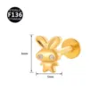 F136 Titan Hase Knorpel Piercing Stecker Goldfarben Klarer Zirkon Lippenpiercing - Hasen-Stil (Stil 10) / 1.2x6mm (Innengewinde M0.9) / Gold