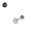 F136 Titan Gänseblümchen Labret Stecker Knorpel Piercing Schmuck Flache Rückseite - Gänseblümchen-Form (Stil 11) / 1.2x6mm (Innengewinde M0.9) / Silber