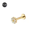 Titanium Gänseblümchen Labret Stecker F136 Knorpel Piercing Schmuck Flache Rückseite - Gänseblümchen-Form (Stil 11) / 1.2x6mm (Innengewinde M0.9) / Gold