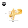 F136 Titan Piercing Labret Stecker mit Zirkonia Sternen, Körperschmuck für Ohr Lip. - Sternschnuppen-Stil (Stil 12) / 1.2x6mm (Innengewinde M0.9) / Gold